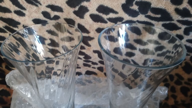 M/S glass vases new never used high 17 inches wide 7 inch across £45