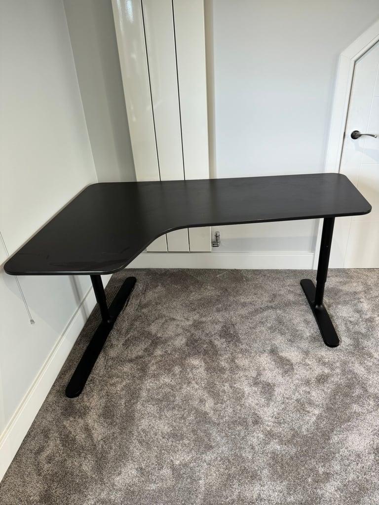Brown Large L Shape Office Desk Ikea study 