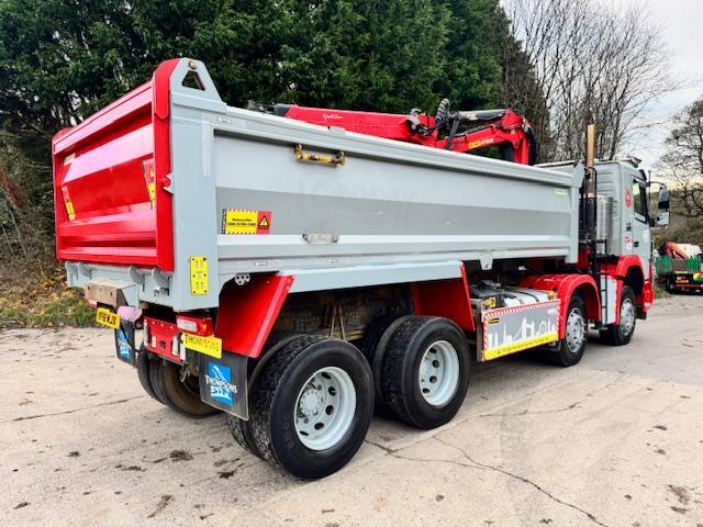 2018 18 Volvo FMX 420 E6 8x4 steel tipper Epsilon M125L crane& grab light bars 