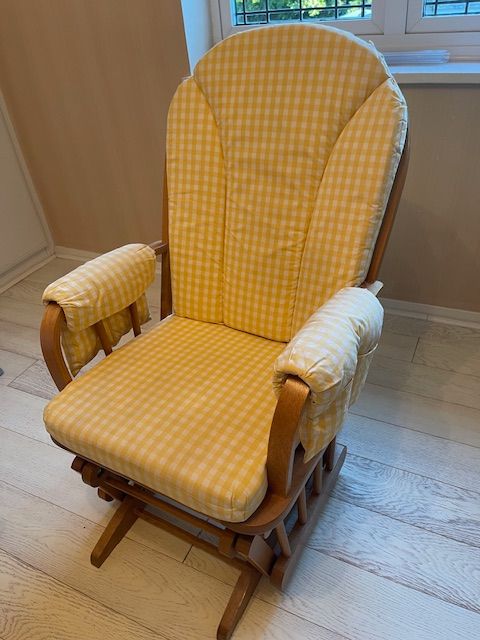image for Yellow and White Gingham  Dutailier Nursing Gliding Chair