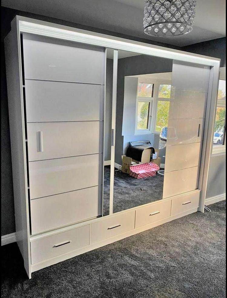 Stylish Sliding Wardrobe with Mirrors: Available in 2 or 3 Doors - Fast Delivery