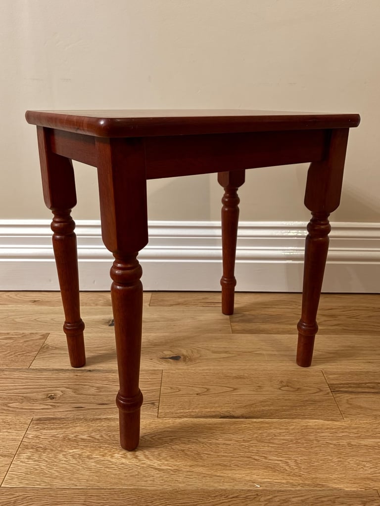 image for Solid Wood Side Table with Turned Legs