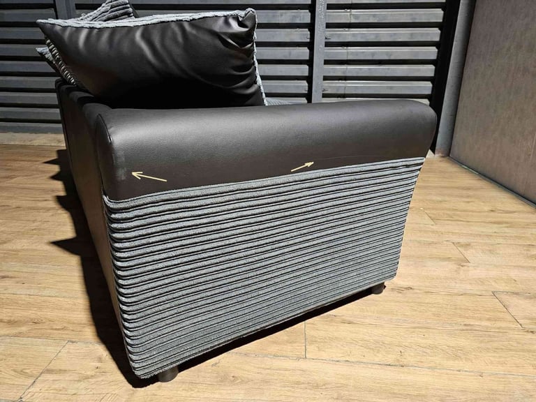 Hardly Used Corner Sofa - Grey/Black.