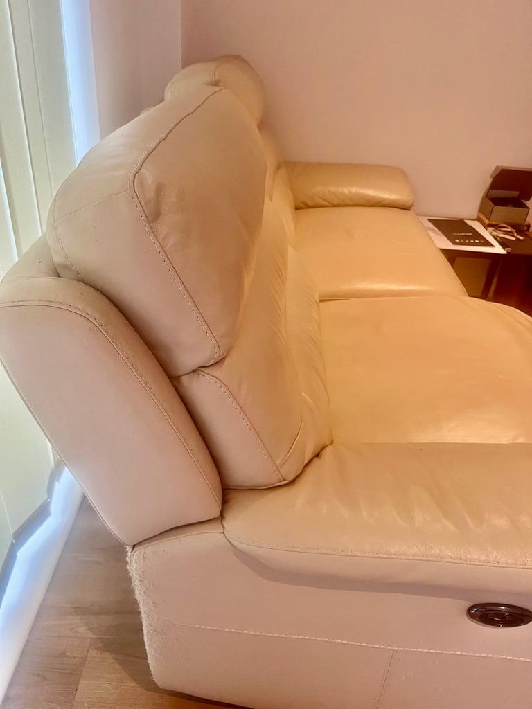 Beige Leather Sofa