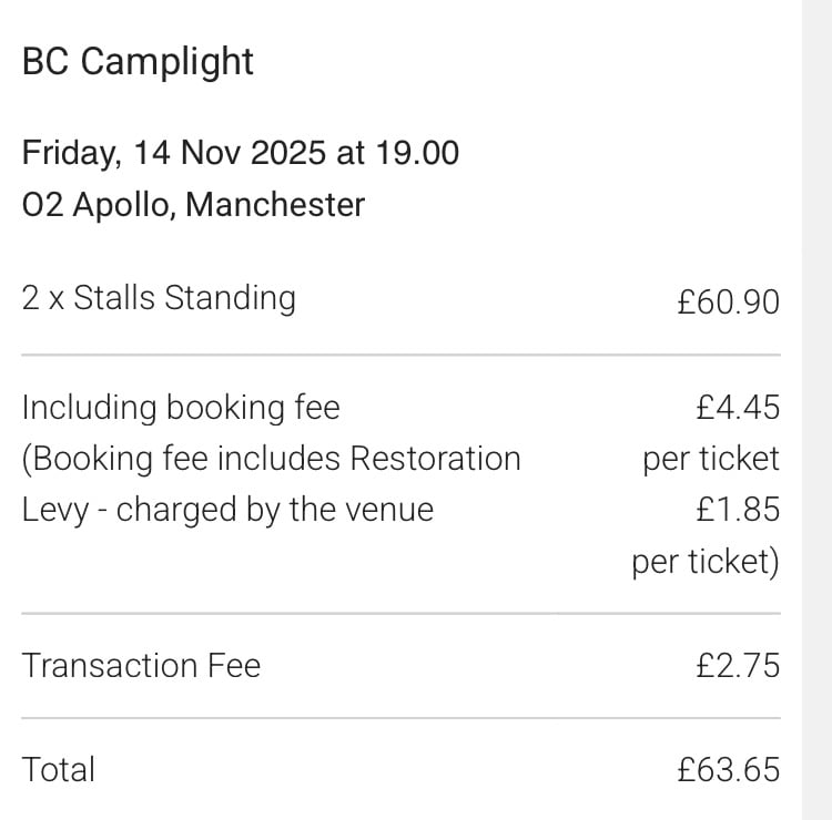 BC Camplight Manchester Apollo