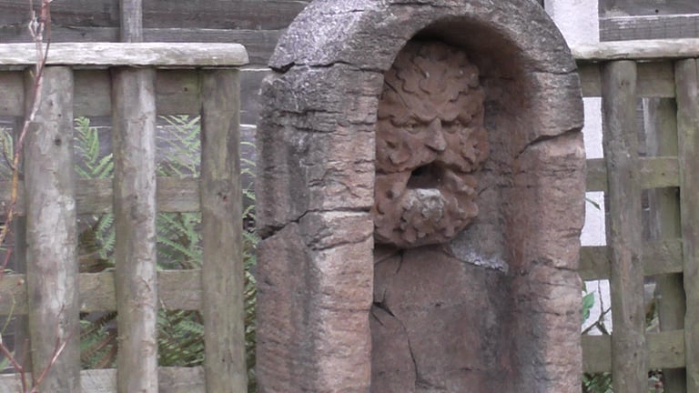 Green Man Cast Stone Garden Fountain
