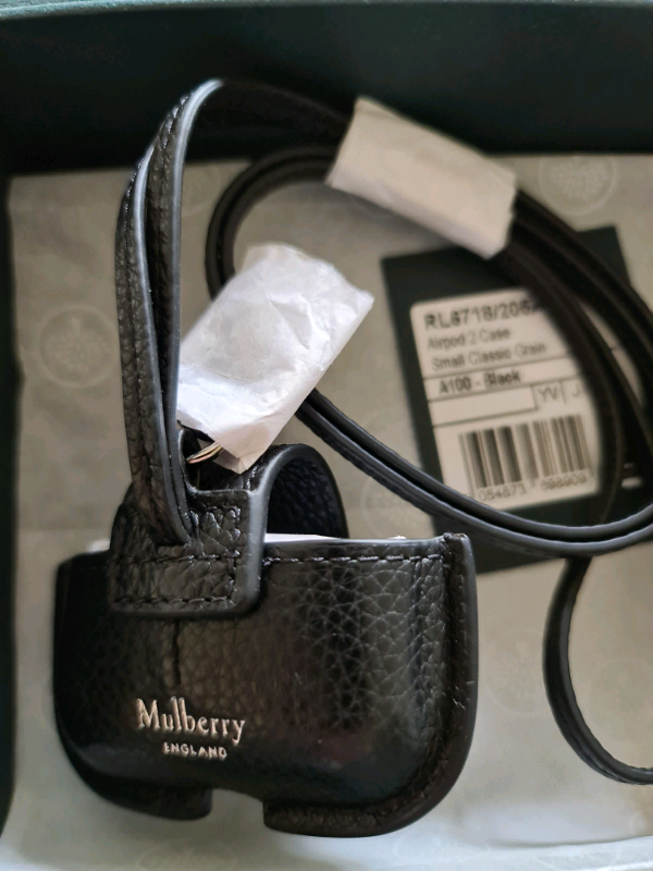 Mulberry Airpod 2 Case in Black grain leather