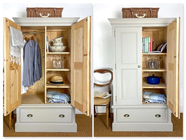 image for 5.2ft Solid pine Pantry larder cabinet cupboard dresser / linen wardrobe boot room storage