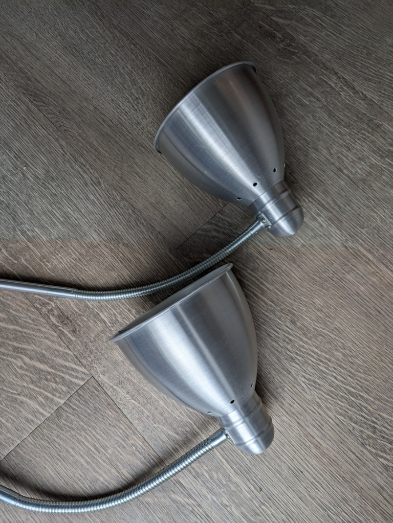 Pair of adjustable desk lamps, 85cm tall