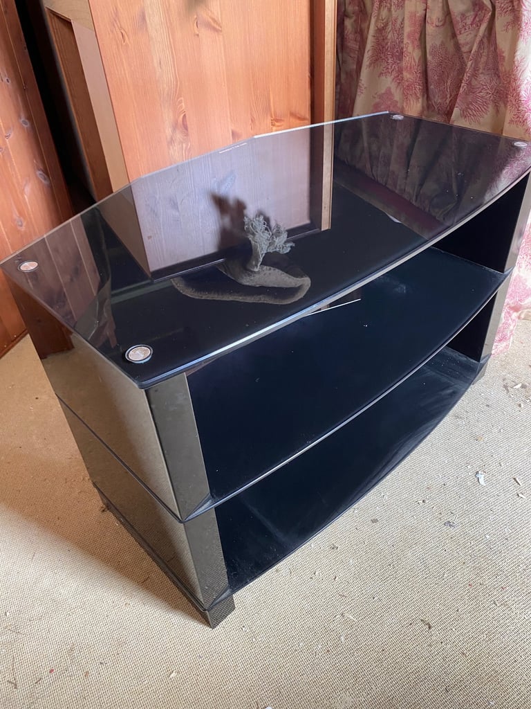 image for Black Glass Tv Stand 70cm Wide/42cm Deep/ 45cm High