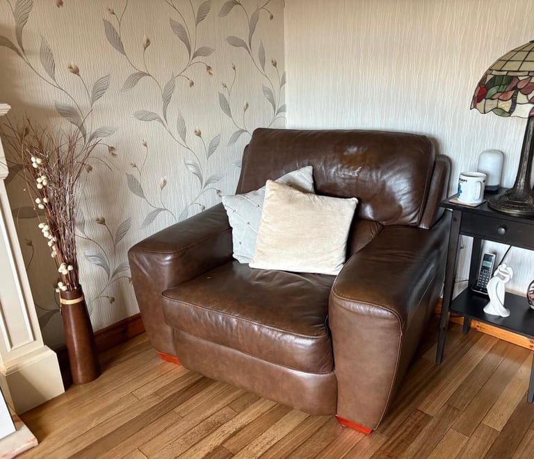 Dark brown leather sofas 