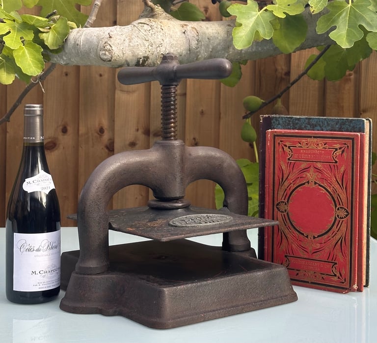 ANTIQUE FRENCH CAST IRON BOOK PRESS, NOTAIRE COPY BINDING PRESS - L CREPIN DOUAI, 1900s - WILL POST!