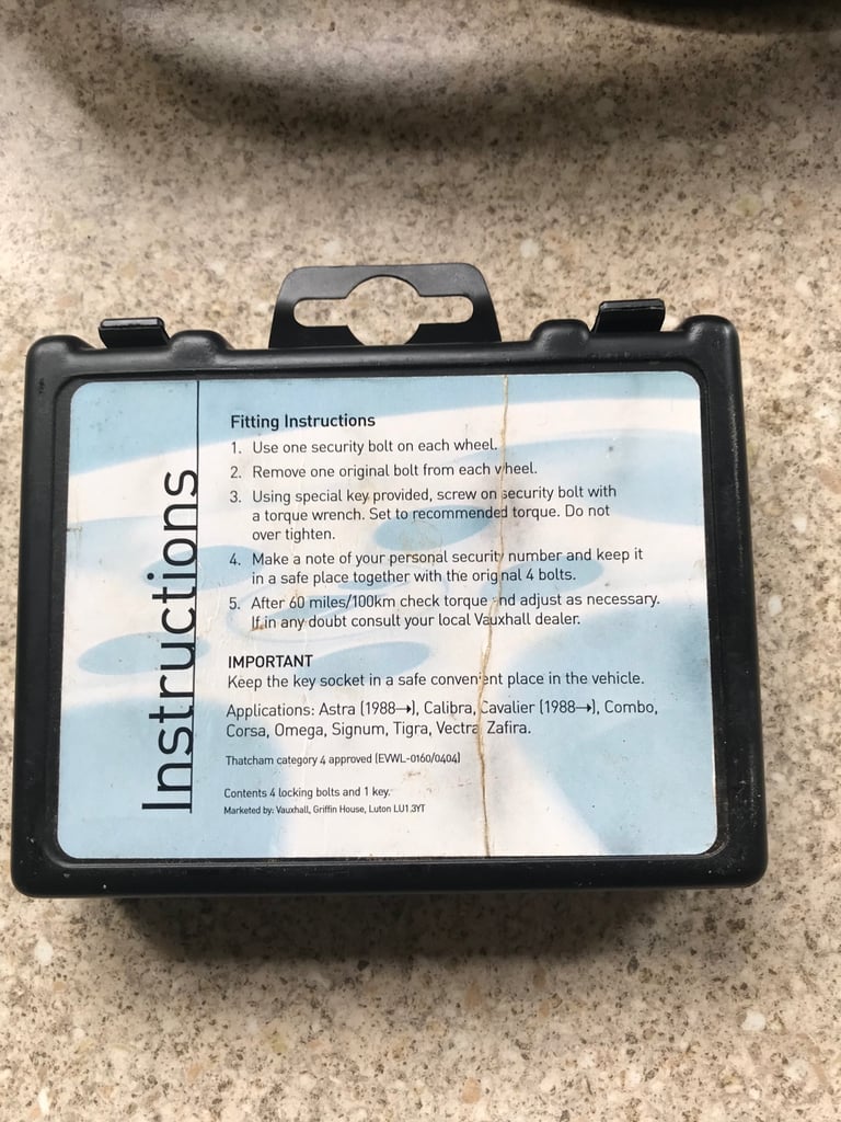 Genuine Vauxhall locking wheel nuts 