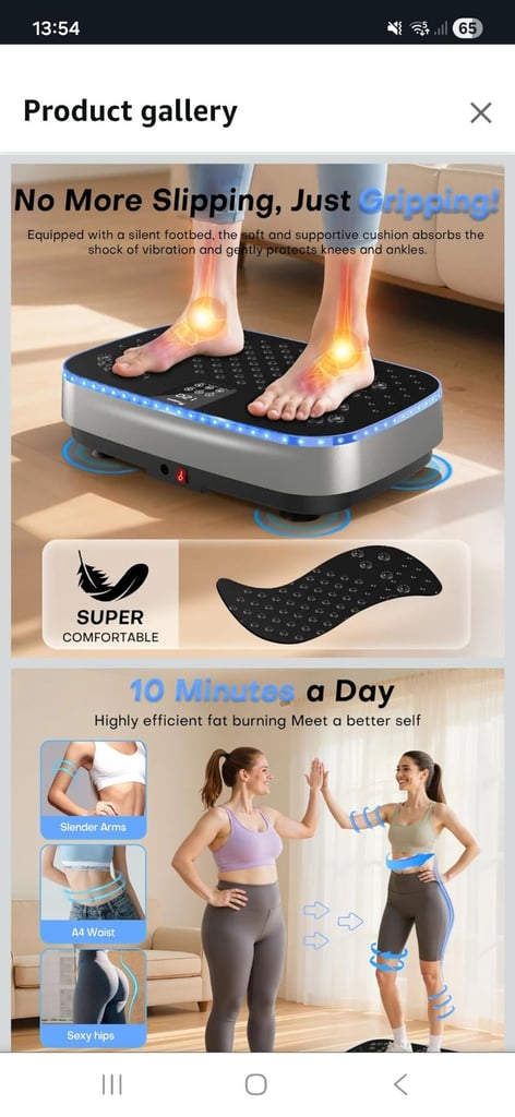EvoSpark Vibration Plate Exercise Machine with 9 LED Light Effects, 2 in 1 Brushless Motors
