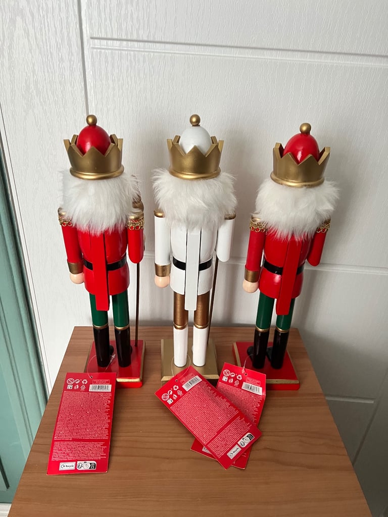 3 wooden Nutcracker Christmas Ornaments NEW 