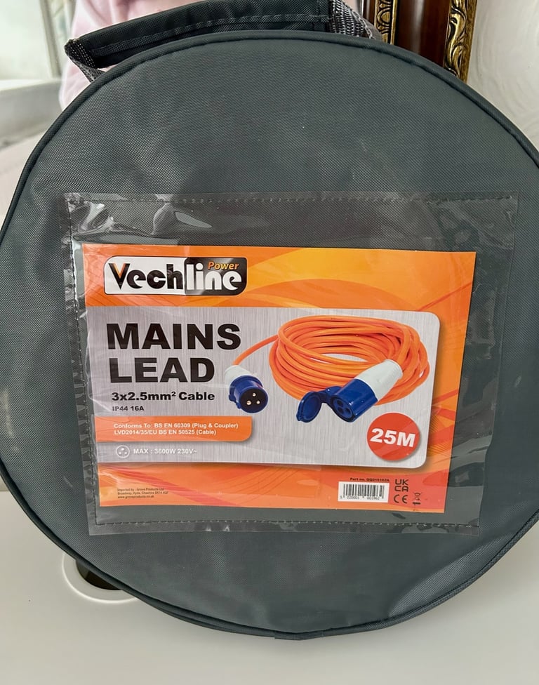 Caravan/Motorhome mains cable lead