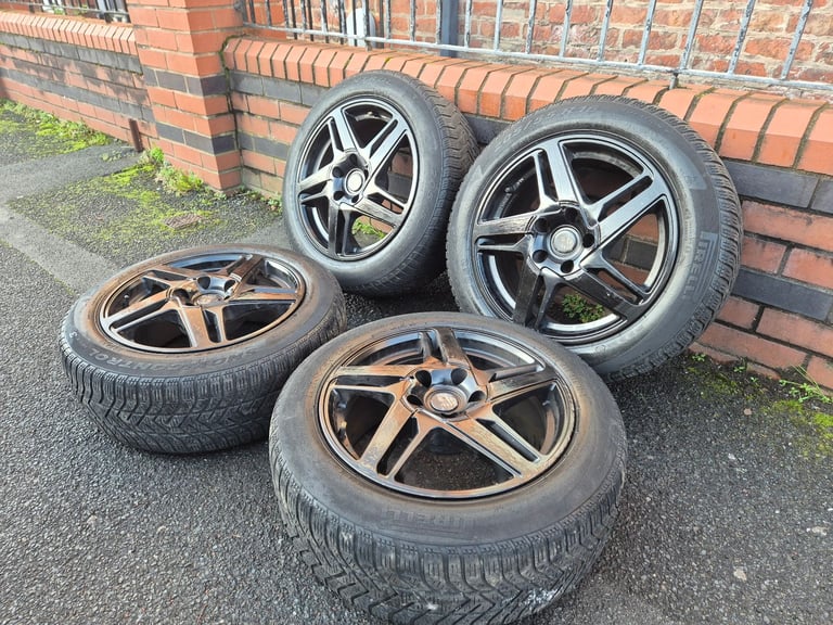 🌟Vw 16 inch alloy wheels 5x112 with ALL MATCHING PIRELLI TYRES GOLF PASSAT CADDY AUDI SKODA SEAT 