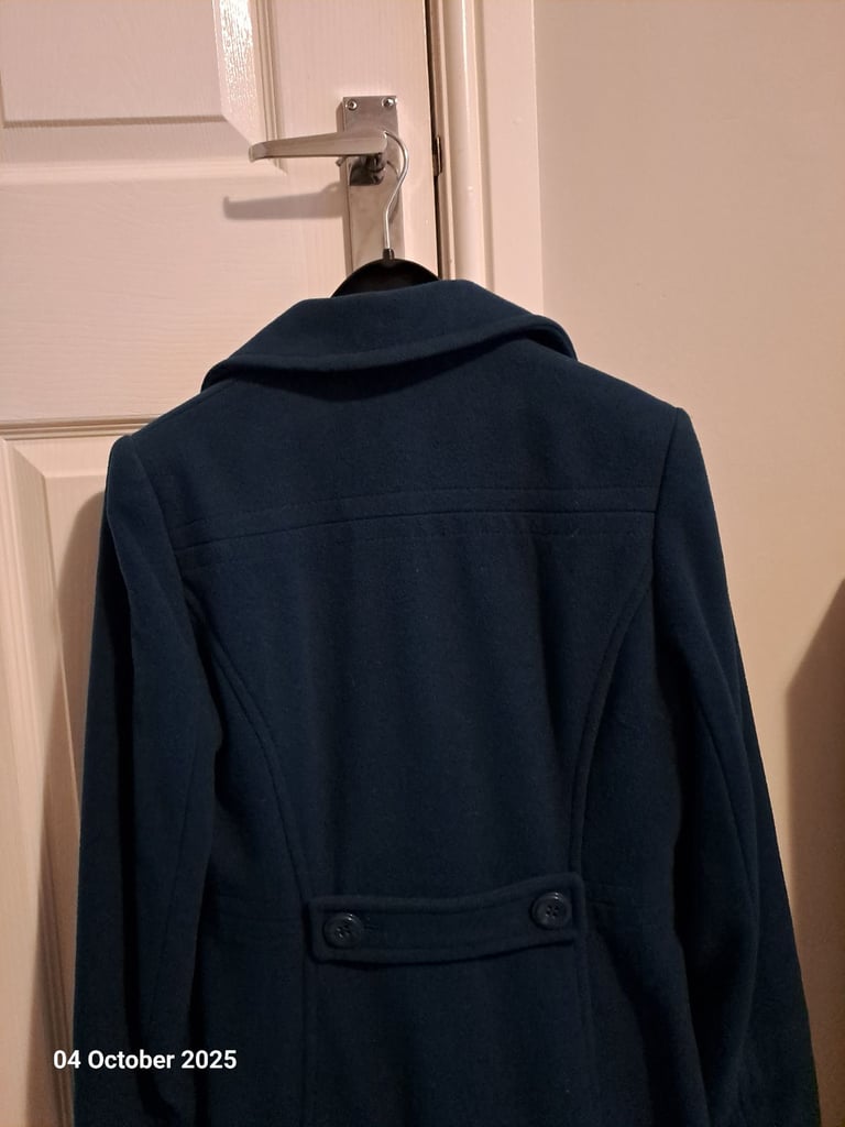 Autonomy teal green blue size 8 Reefer style jacket,  80% wool
