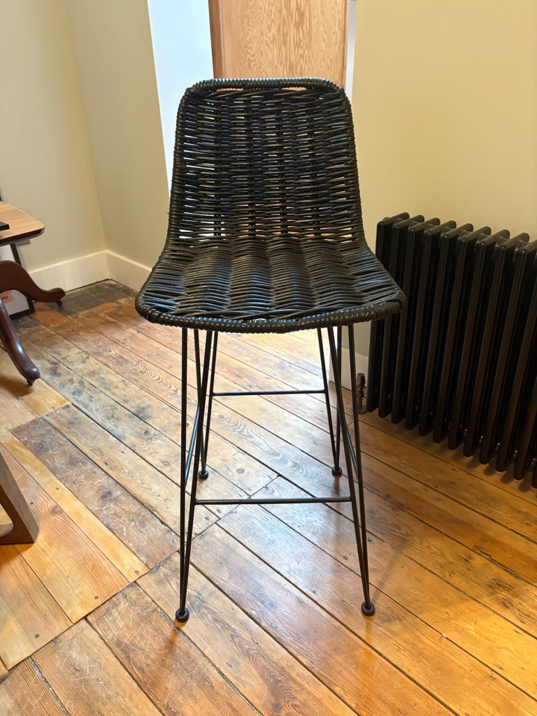 image for Black rattan kitchen stool