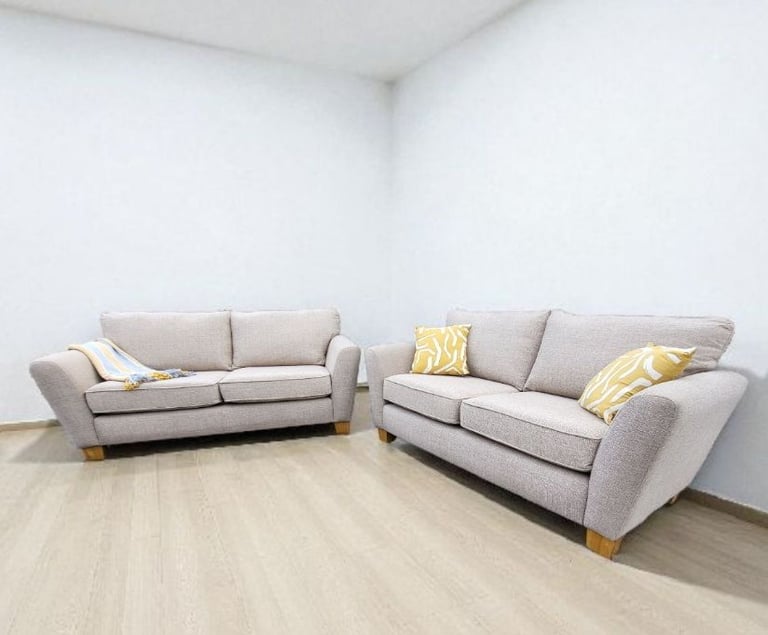 Beige 3 seater sofas x 2 DELIVERY AVAILABLE