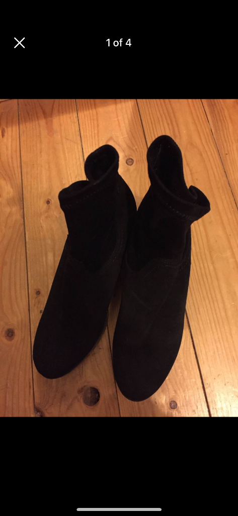 (409) Next black suede wedge ankle boots, size 8/42