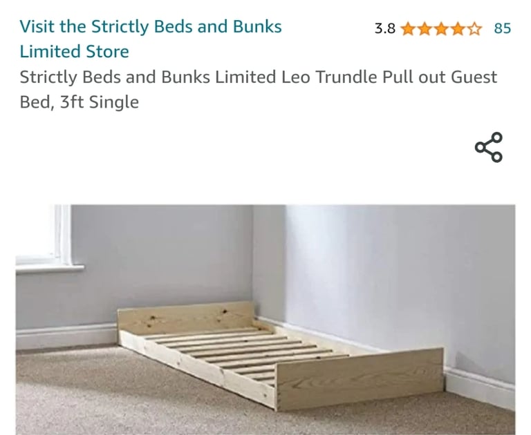 Strictly Beds and Bunks Limited Leo Trundle Pull out Guest Bed, 3ft