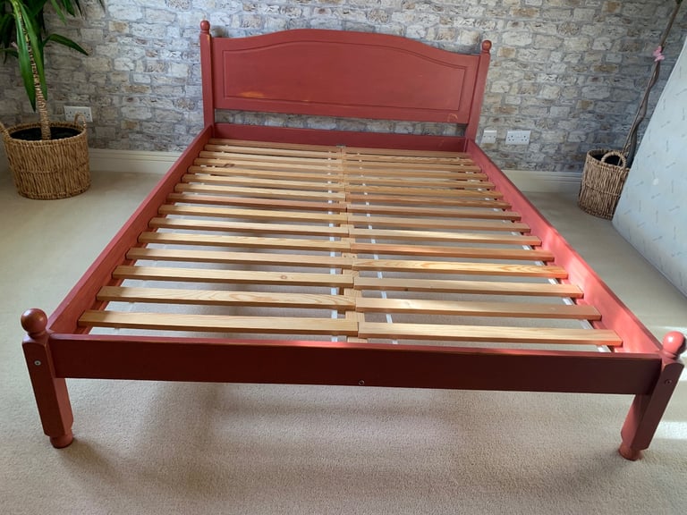 Shabby chic style bed frame – king size, solid pine wood