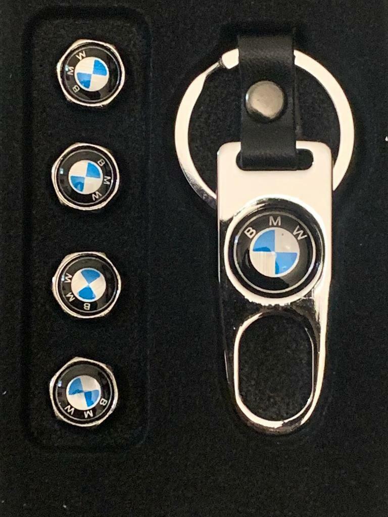 image for Bmw original  Dust Caps & Keyring Set alloy wheels | Brand New | BLACK OR SILVER 