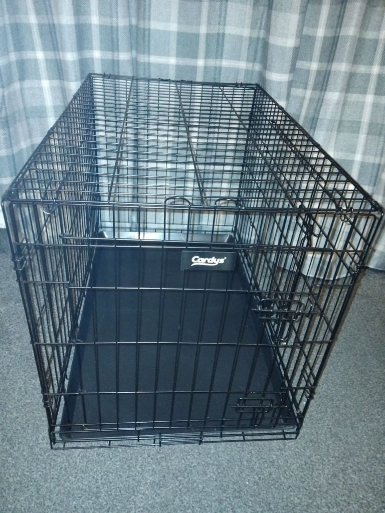 CARDYS large black metal 2 door dog crate cage SWANSEA