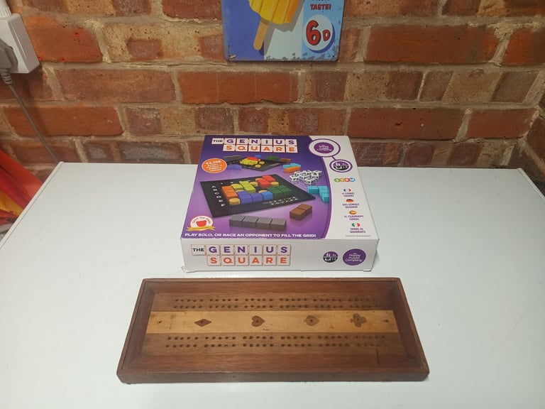Genius Squares and Vintage Cribbage Board