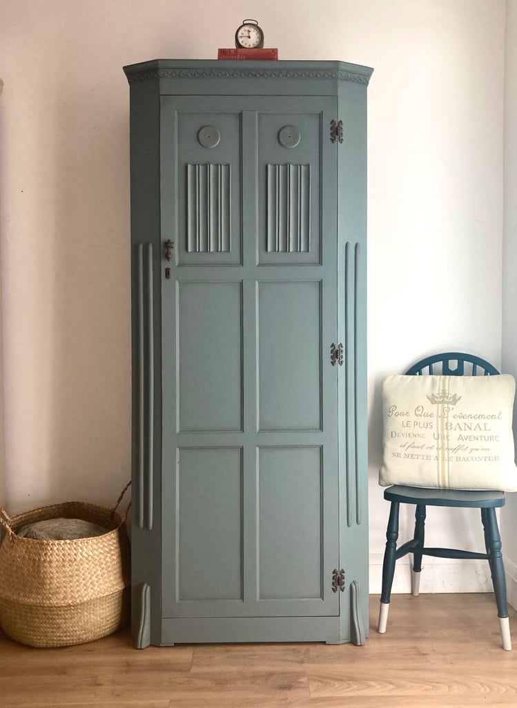 Vintage Hand Painted Shabby Chic Wardrobe Hall Cupboard FREE DELIVERY