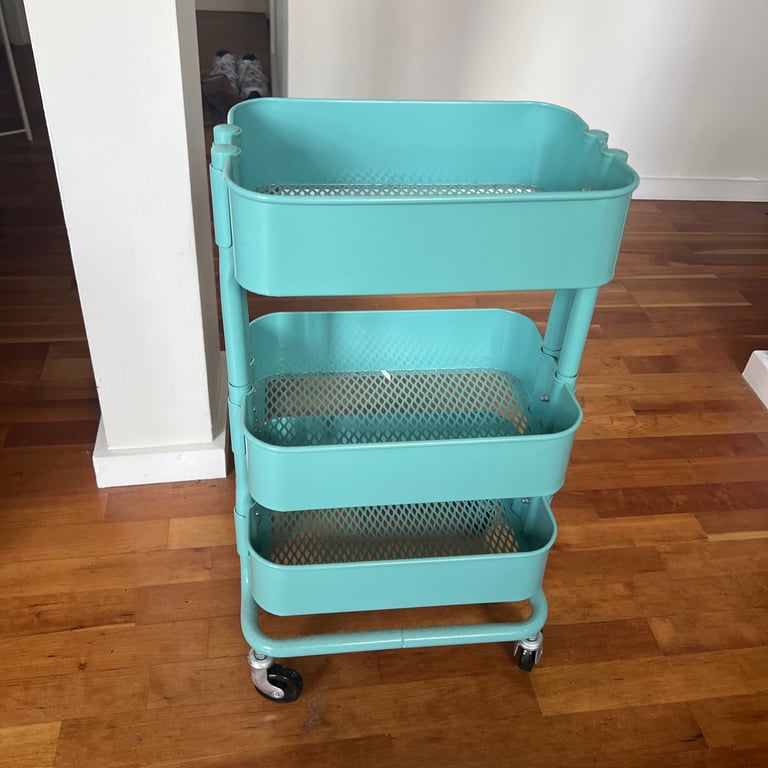 IKEA Raskog Trolley Shelf Set 3-Shelf - Small - Blue/Green Used