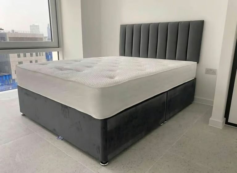 image for Divan 4ft6 Double bed base + Luxury Headboard & Comfy Mattress -- Order Now -- COD