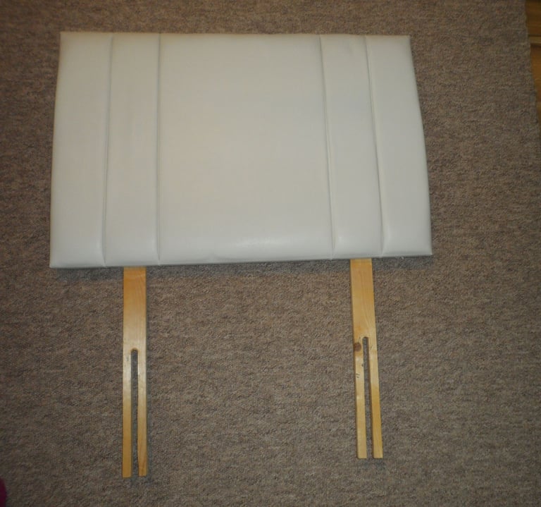 SMALL SINGLE BED HEADBOARD  WHITE CREAM FAUX LEATHER 2'6" 77CM