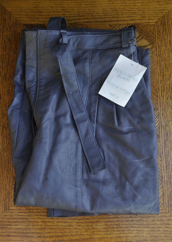 image for As new, with tags, size 14, House of Fraser grey leather trousers
