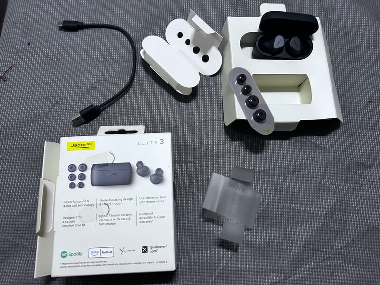 Jabra Elite 3 earphones (unused, 7 hr battery)