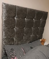 Crushed velvet grey single bed 