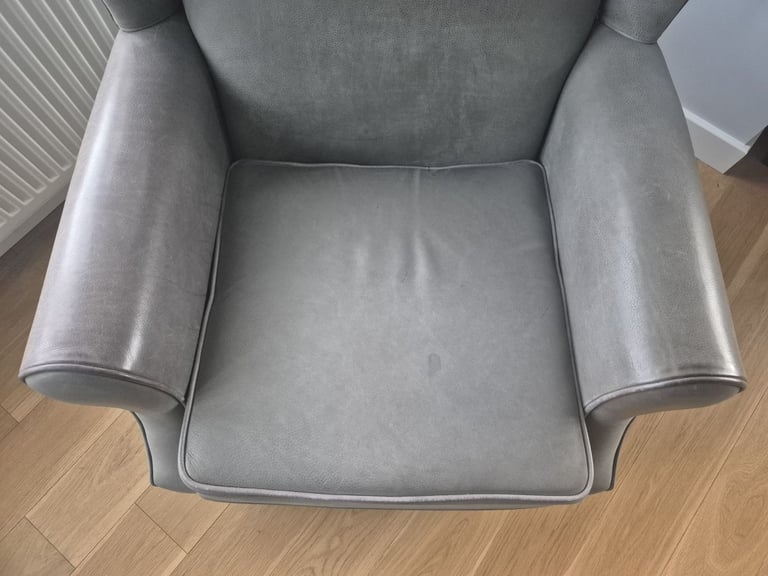 Wesley-Barrell Grey Leather Armchair