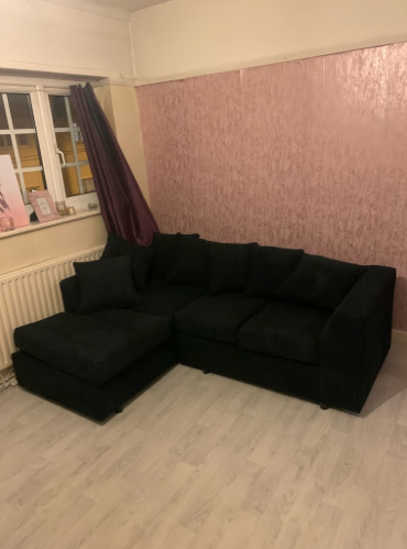 Brand New Dylan L Shape corner Sofa Set in Black Colour - SAME/NEXT DAY DELIVERY