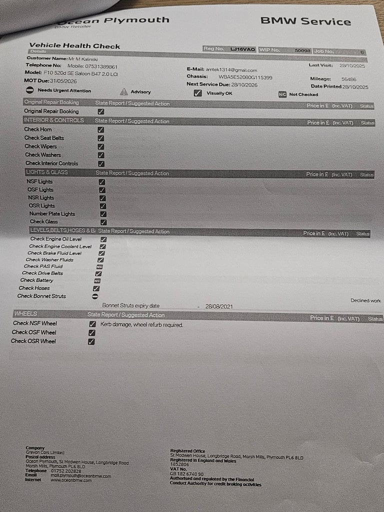 BMW, 5 SERIES, Saloon, 2016, Manual, 1995 (cc), 4 doors