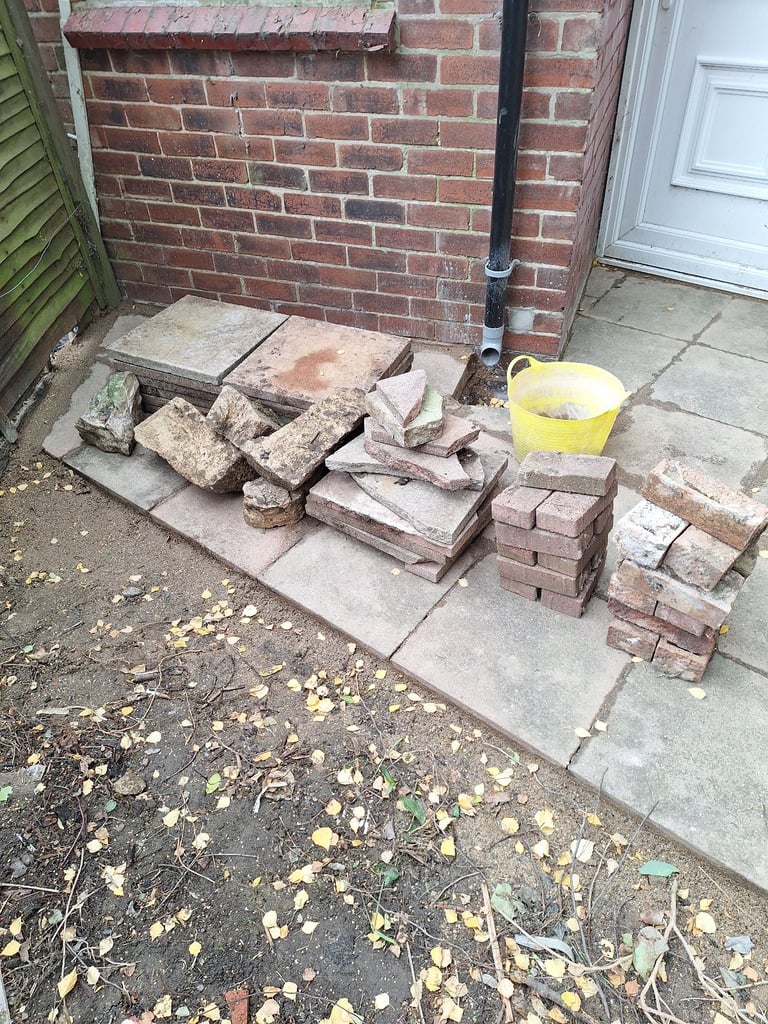 Flags, bricks, rocks