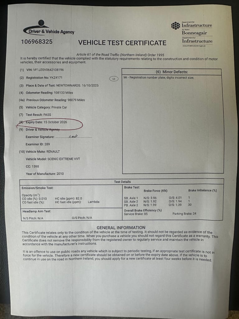 Renault, SCENIC, MPV, 2010, Manual, 1598 (cc), 5 doors