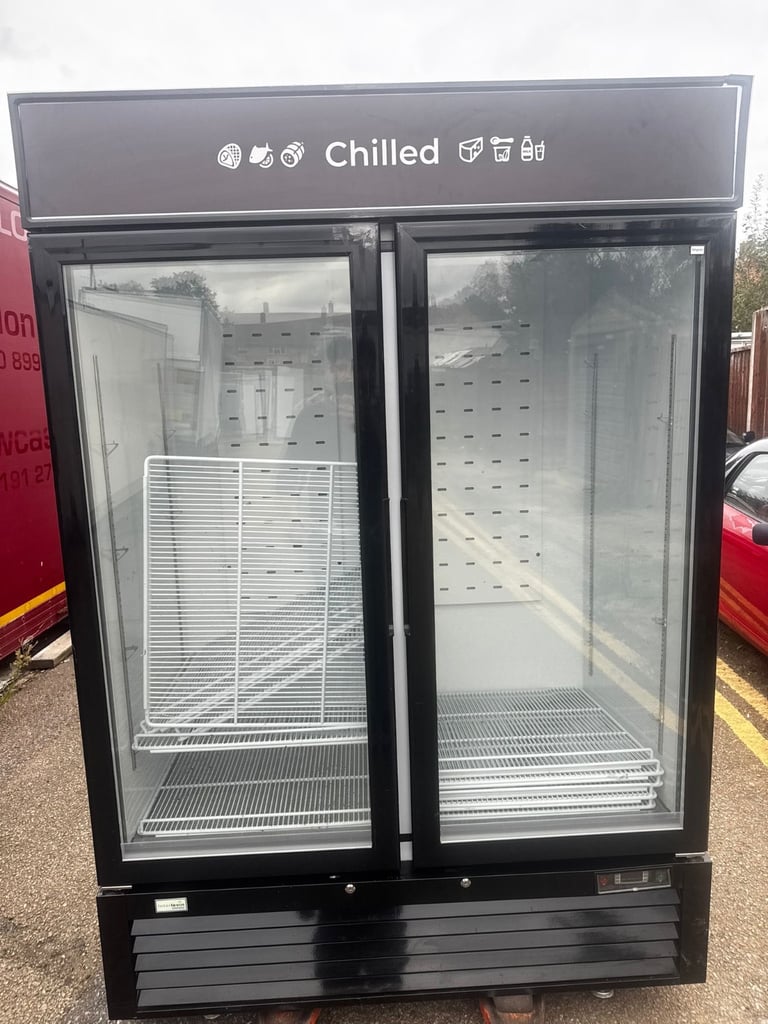 Commercial upright double display fridge or freezer cafe shop restaurant 
