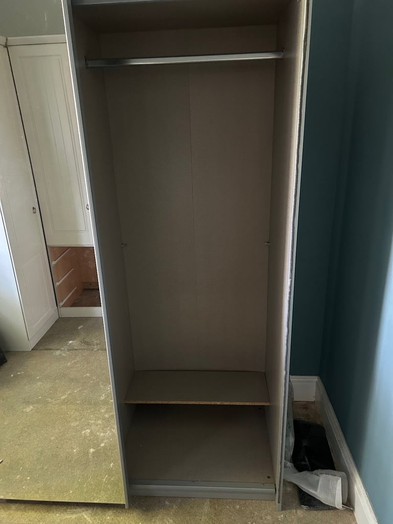 Mirrored double free standing wardrobe