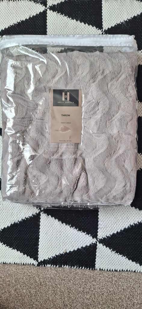 Kelly Hoppen Taupe Faux Fur Throw
