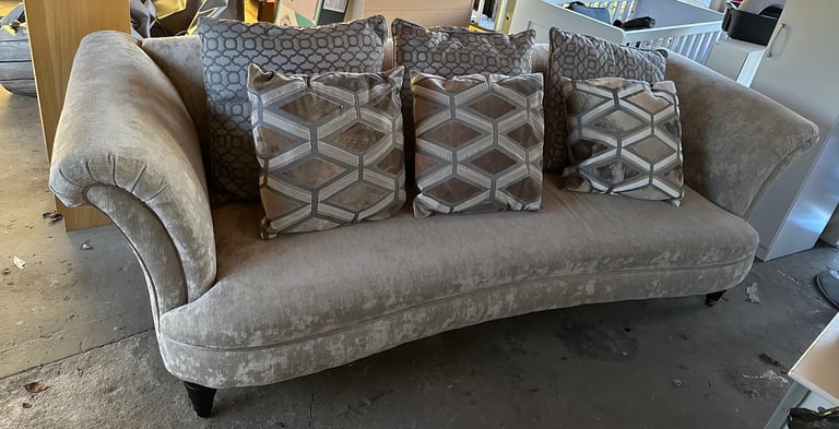 3 Seater Grey Crushed Velvet Sofa