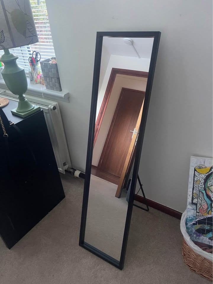 Full-Length Mirror with Black Frame