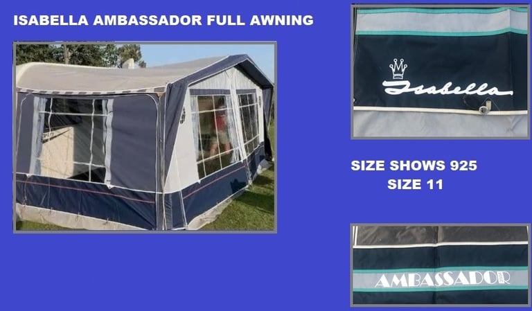 Caravan Awning Isabella Ambassador Size 925 Size 11 PRICE REDUCED
