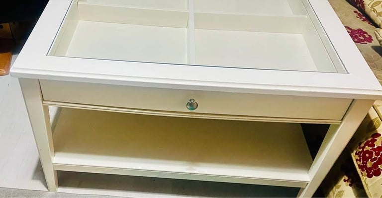 Glass Coffee Table with Drawers (Square)