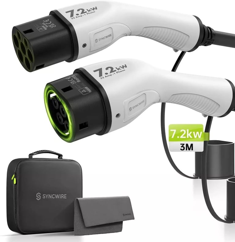 image for 💥 SYNCWIRE Type 2 Charging Cable 7.2kW 3m to Type 2 EV White Brand New x2 £45 Unwanted 